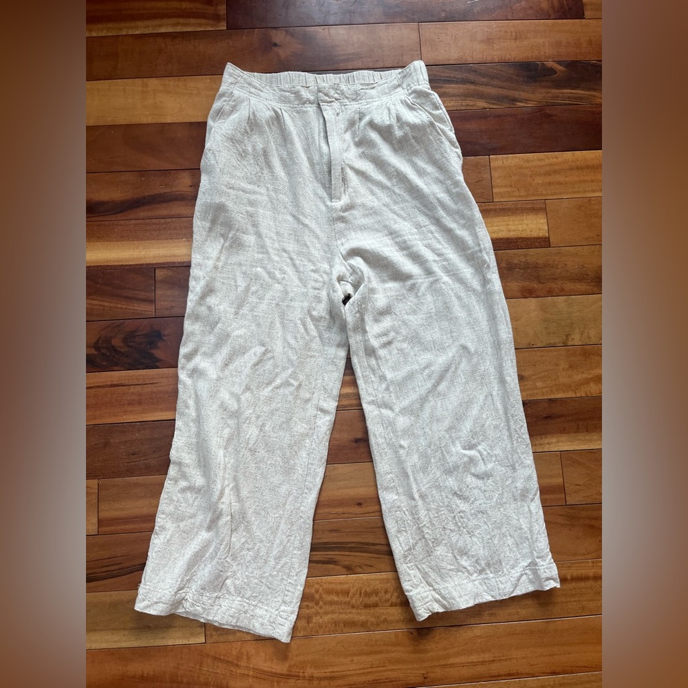 Cream Linen Pants Hunter & Brown Size M